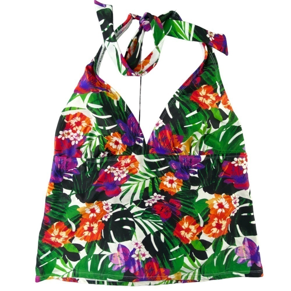 Catalina tropical print halter style tankini swim top, XL